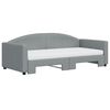 vidaXL Daybed with Trundle and Mattresses Light Grey 90x190 cm Fabric