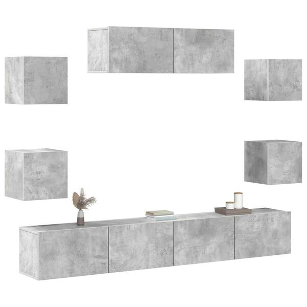 vidaXL 7 Piece TV Cabinet Set Concrete Grey Engineered Wood
