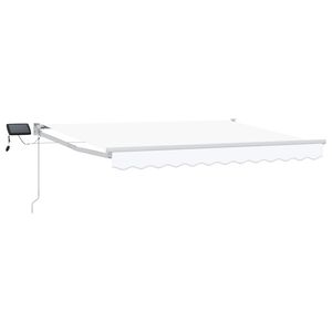 vidaXL Manual Retractable Awning with LEDs White 3.5 x 2 m