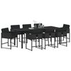 vidaXL Garden Dining Set 9 pcs Black Poly Rattan