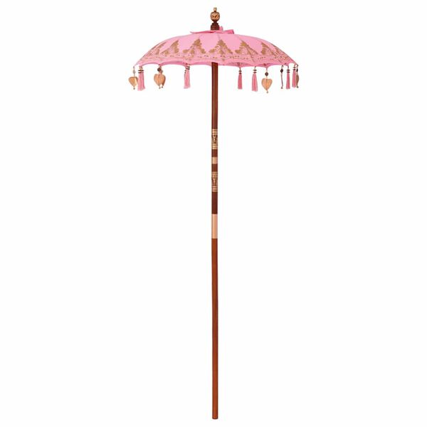 vidaXL Balinese Parasol Pink 95 x 95 x 260 cm Cotton and Wood