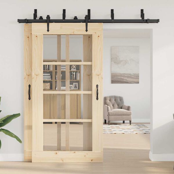 vidaXL Sliding Door Hardware Kit 213,5 cm Steel Black