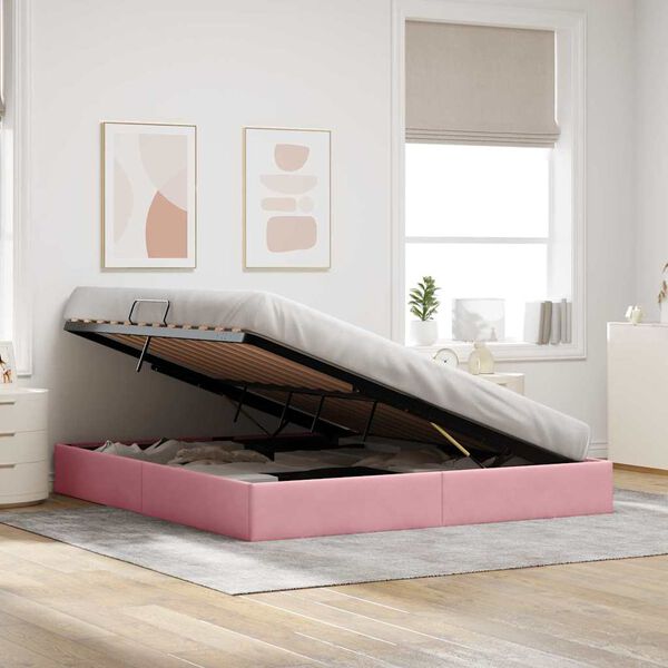 vidaXL Storage Bed with Mattress with Storage Pink 160 x 200 cm Velvet