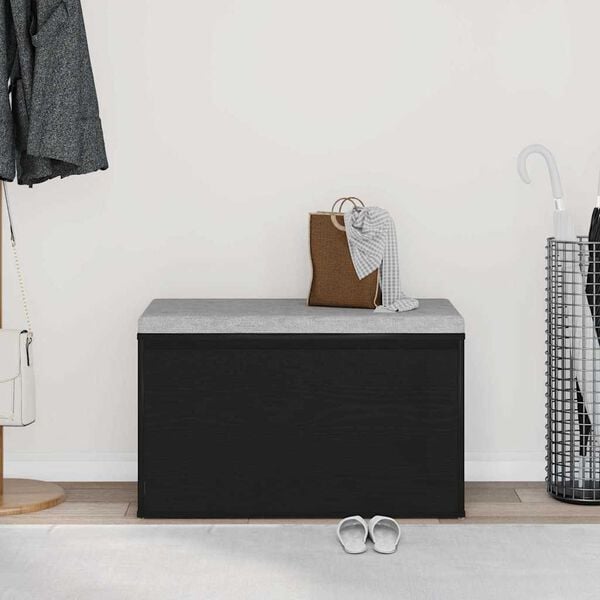 vidaXL Hall Bench Black Oak 80 x 40 x 45 cm Engineered Wood