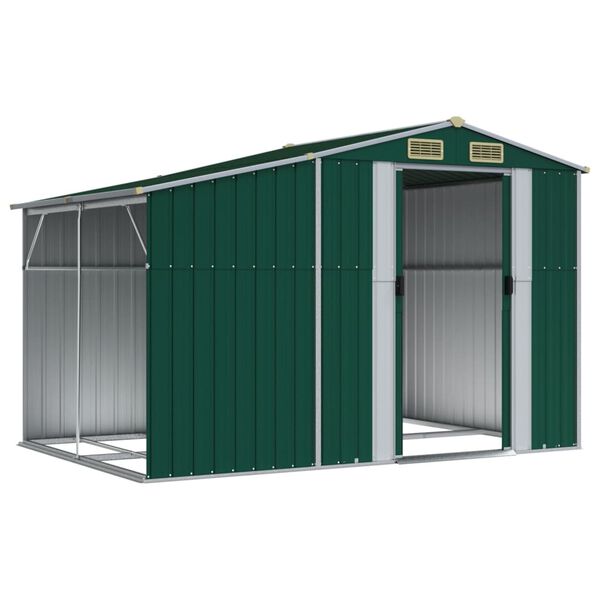vidaXL Garden Shed Green 277x192.5x179 cm Galvanised Steel