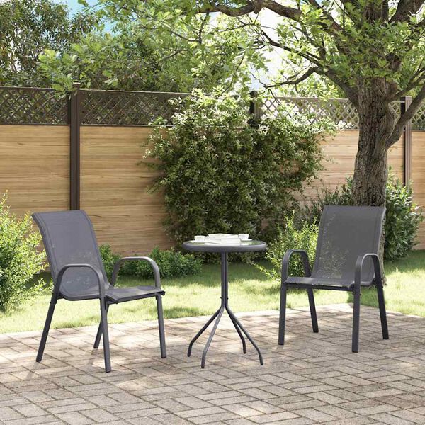 vidaXL Stackable Garden Chairs 2 pcs Grey Textilene Fabric
