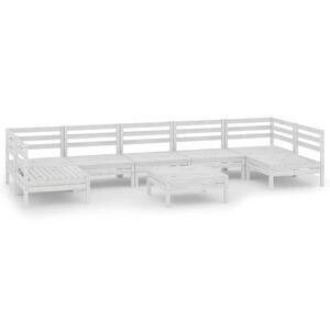 vidaXL 8 Piece Garden Lounge Set White Solid Wood Pine