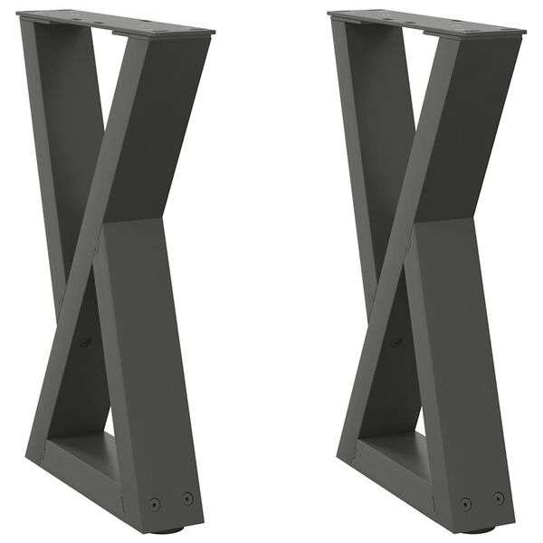 vidaXL Coffee Table Legs 2 pcs Anthracite 28x(42-43.3) cm Steel