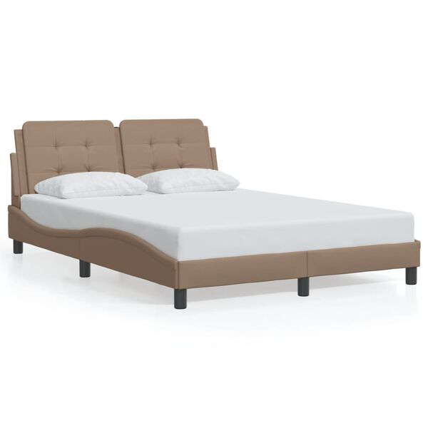 vidaXL Bed Frame without Mattress "Zadar" Cappuccino 140x200 cm Faux Leather