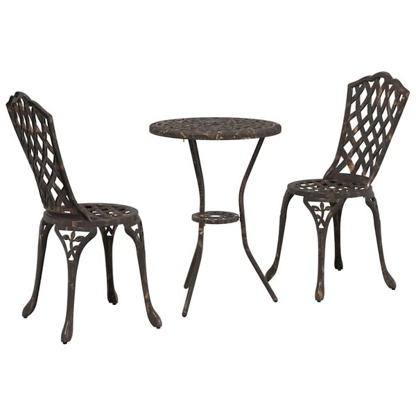vidaXL Garden Bistro Set 3 pcs Bronze Aluminium