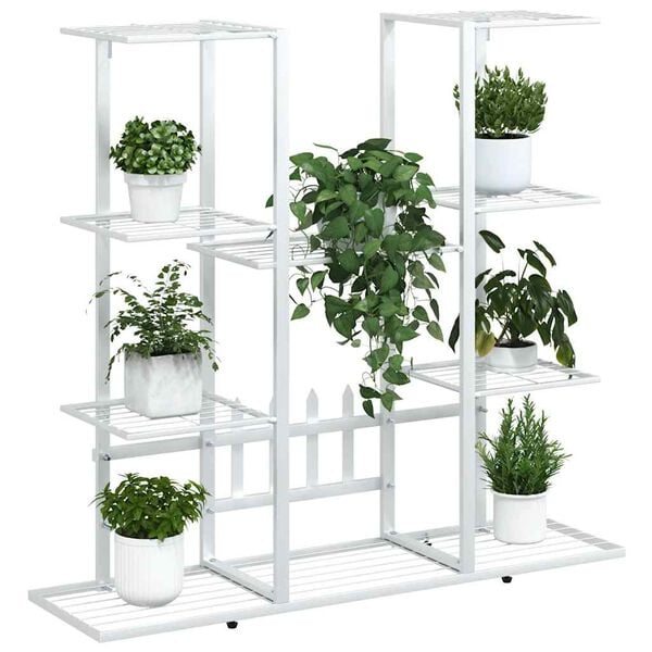 vidaXL Flower Stand 94.5x25x89 cm White Iron