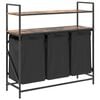 vidaXL Laundry Basket 3 Compartments with Shelves Smoked Oak