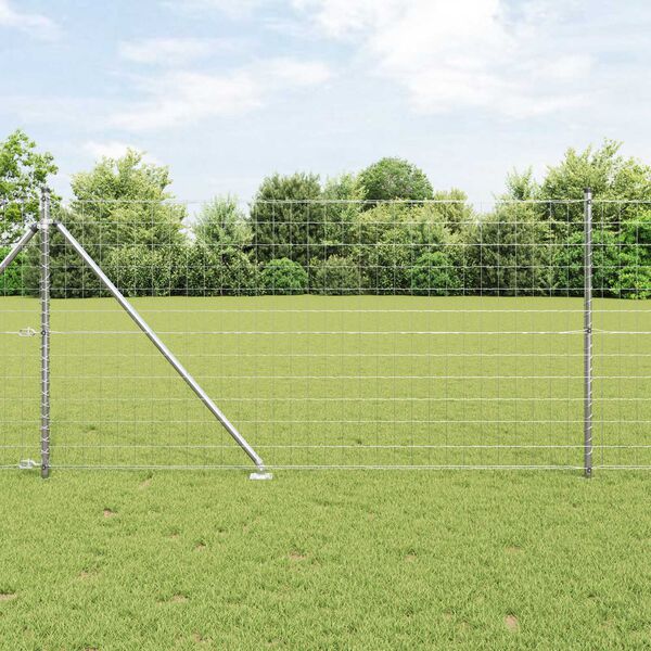 vidaXL Fence with Post Silver 1 x 10 m Steel