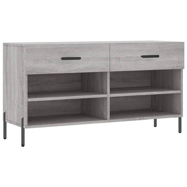 vidaXL Shoe Bench Grey Sonoma 102x35x55 cm Engineered Wood