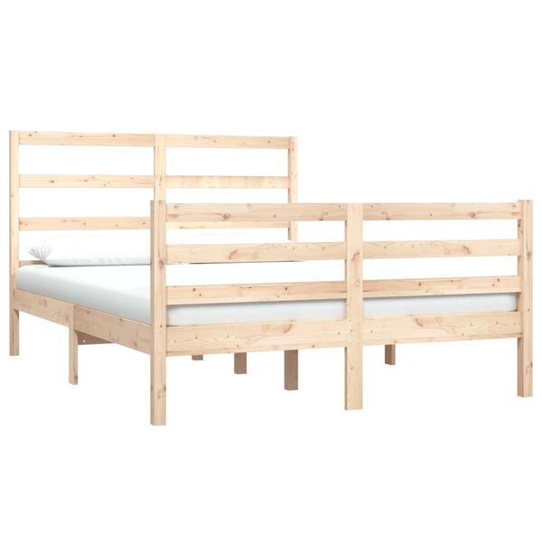 vidaXL Bed Frame without Mattress Solid Wood Pine 135x190 cm Double Double