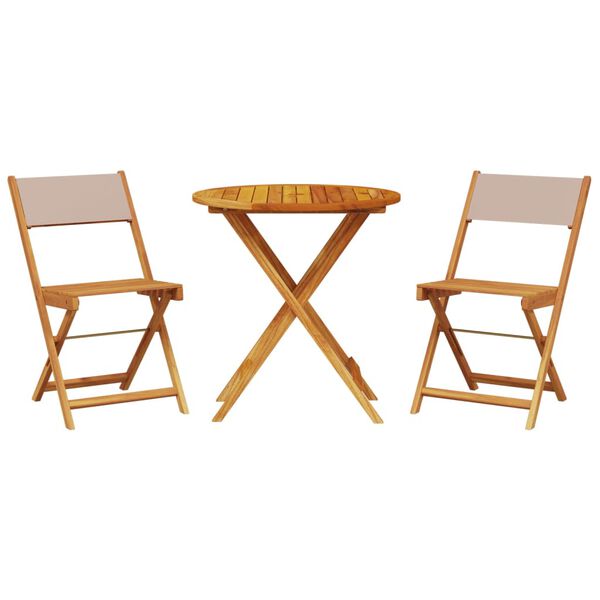 vidaXL 3 Piece Bistro Set Taupe Fabric and Solid Wood
