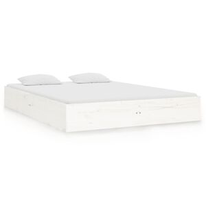 vidaXL Bed Frame without Mattress White Solid Wood 135x190 cm Double Double