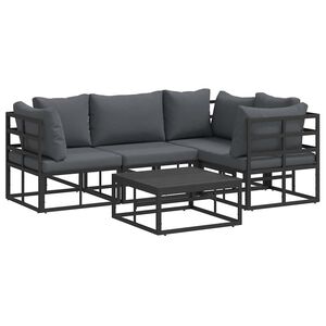 vidaXL Garden Sofa Set 5 pcs Black Aluminium