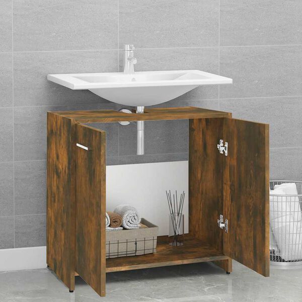vidaXL Bathroom Cabinet Smoked Oak 60x33x60 cm Engineered Wood
