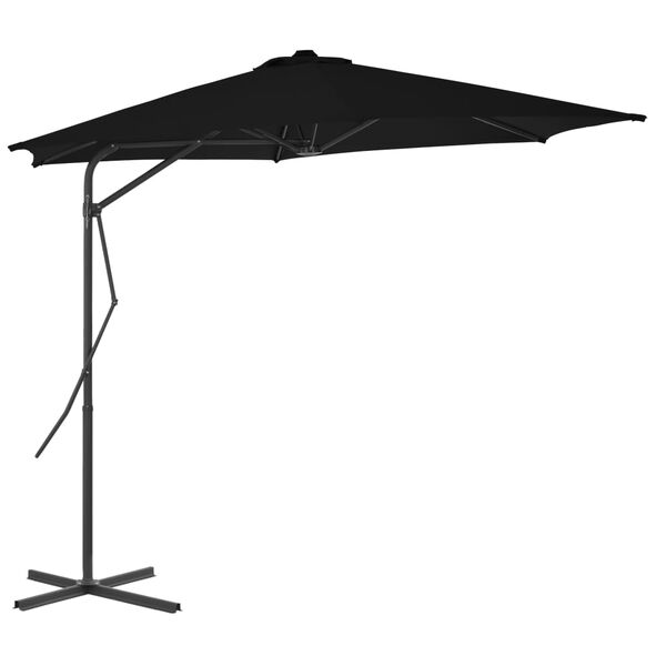 vidaXL Garden Parasol with Steel Pole Black 300x230 cm