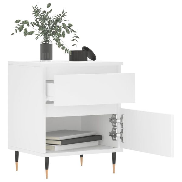 vidaXL Bedside Cabinet White 40x35x50 cm Engineered Wood