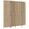 vidaXL Room Divider 4 Panels Beige Poly Rattan