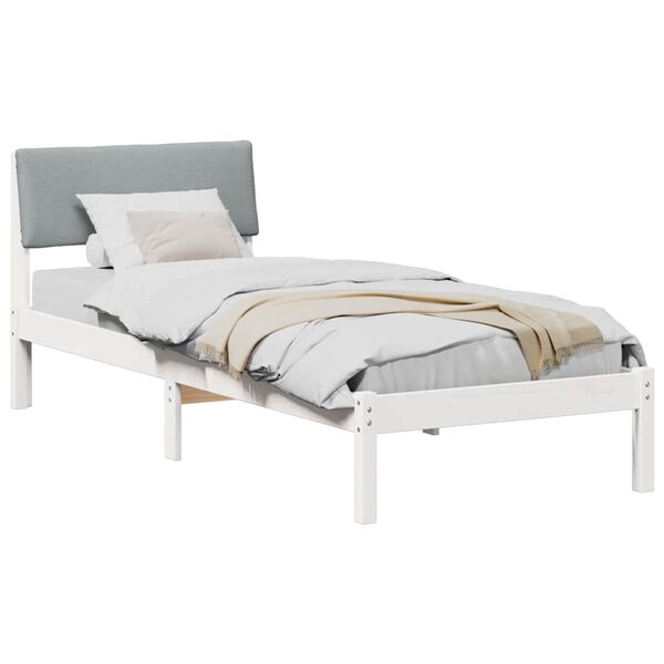 vidaXL Bed frame White and light grey 75 x 190 cm Solid pine wood