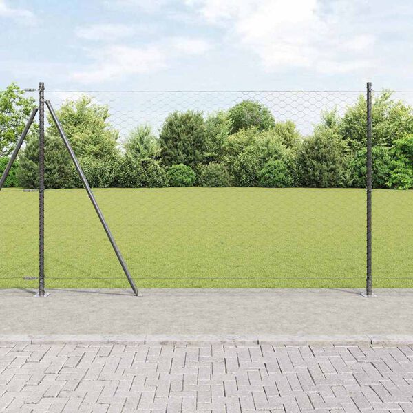 vidaXL Fence Post Grey 50 x 1.6 m (50 mm mesh) Steel and PVC