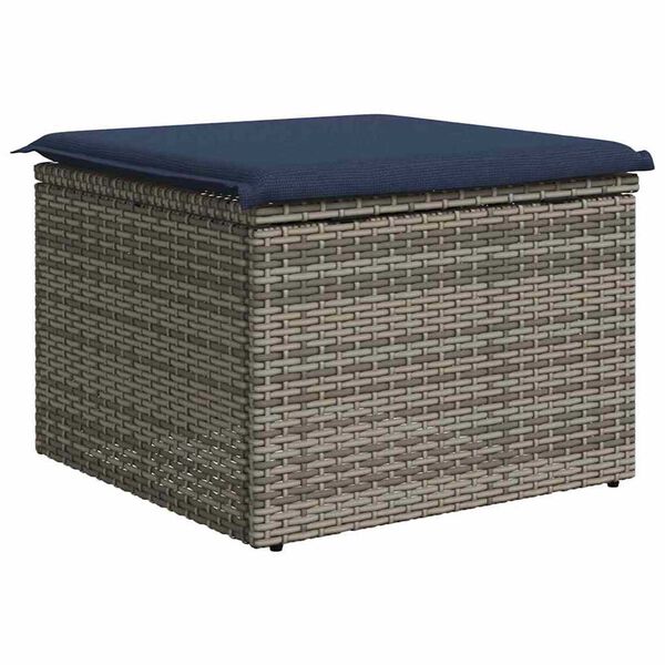 vidaXL Garden Stool Grey 55 x 55 x 37cm Poly Rattan