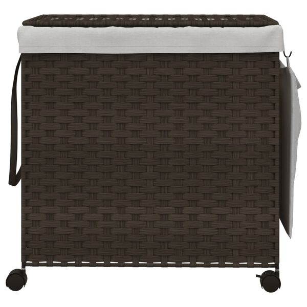 vidaXL Laundry Basket with Wheels Dark Brown 60x35x60.5 cm Rattan
