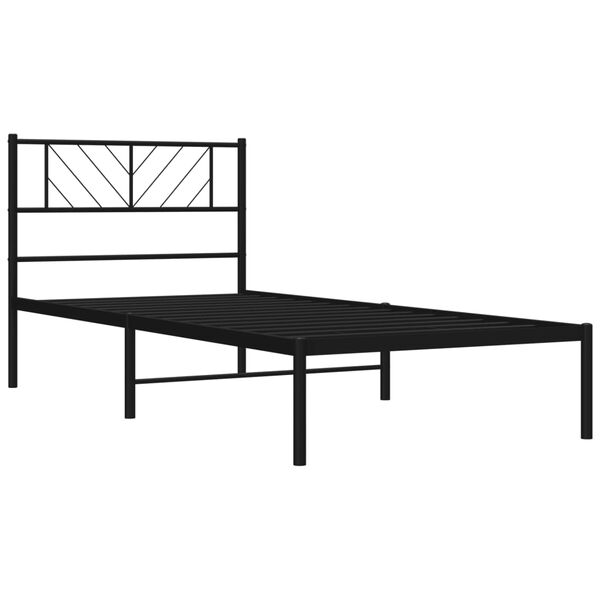 vidaXL Metal Bed Frame without Mattress with Headboard Black 90x190cm