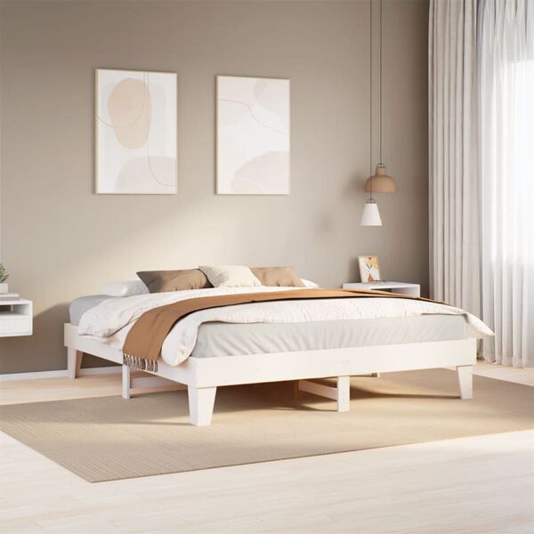 vidaXL Bed Frame without Mattress White 200x200 cm Solid Wood Pine
