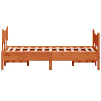 vidaXL Bed Frame with Headboard Wax Brown 120x190 cm Small Double Solid Wood Pine