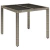 vidaXL Garden Table with Glass Top Grey 90x90x75 cm Poly Rattan