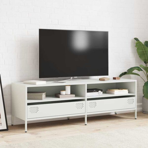 vidaXL TV Cabinet White 135x39x43.5 cm Cold-rolled Steel