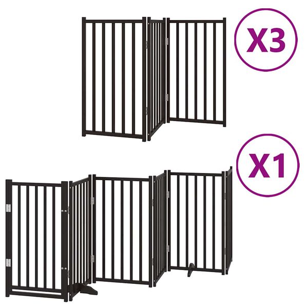 vidaXL Dog Gate with Door Foldable 15 Panels Black 750 cm Poplar Wood