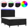 vidaXL Box Spring Bed with Mattress&LED Black 140x200 cm Velvet