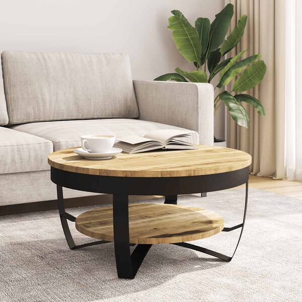 vidaXL Coffee Table Solid Rough Mango Wood 65x32 cm