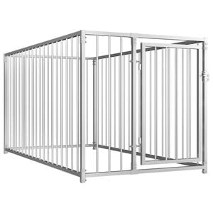 vidaXL Dog Kennel | Silver | Steel | Medium | Durable | Dog Kennel | Rectangular