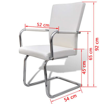 vidaXL Cantilever Dining Chairs 6 pcs White Faux Leather