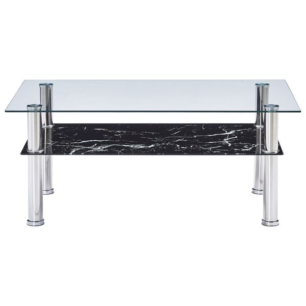vidaXL Coffee Table with Marble Look Black 100x60x42cm Tempered Glass