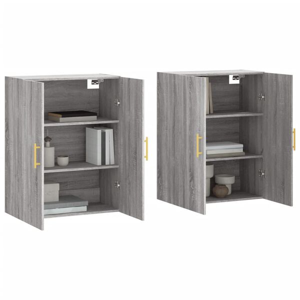 vidaXL Wall Mounted Cabinets 2 pcs Grey Sonoma 69.5x34x90 cm