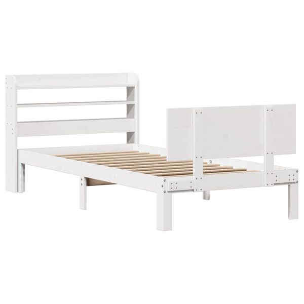 vidaXL Bed Frame with Headboard without Mattress White 100x200 cm