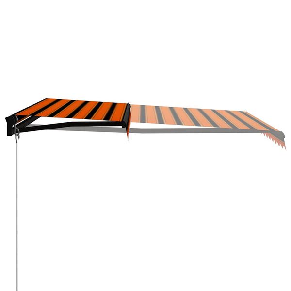 vidaXL Manual Retractable Awning with LED 350x250 cm Orange and Brown