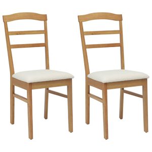 vidaXL Dining Chair 2 pcs Solid Rubber Wood Natural and Light