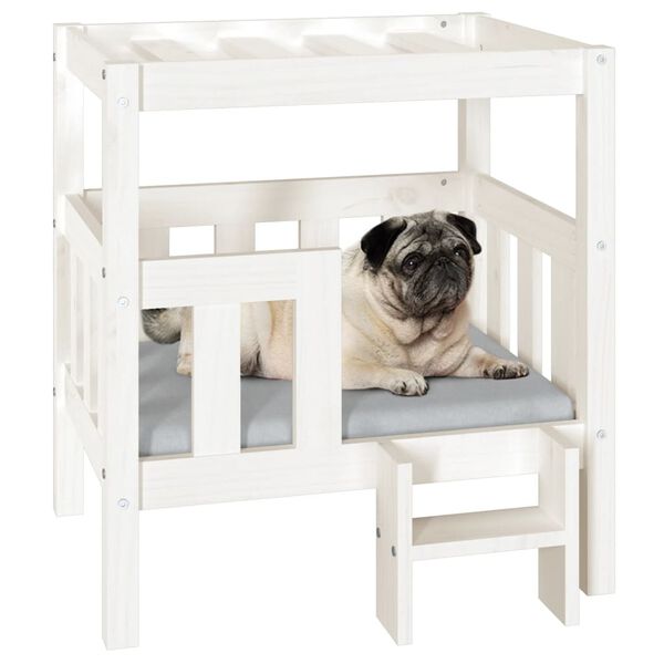 vidaXL Dog Bed White 65.5x50.5x70 cm Solid Wood Pine