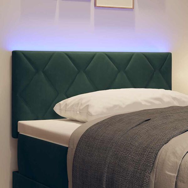 vidaXL LED Headboard with Headboard Dark Green 100 cm Faux Leather