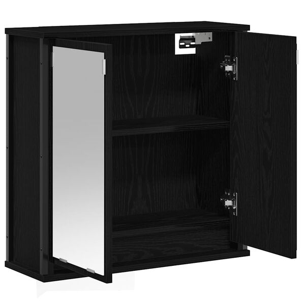 vidaXL Bathroom Wall Cabinet with Mirror Black Oak 60x21x60 cm
