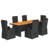 vidaXL 9 Piece Garden Dining Set with Cushions Black Poly Rattan