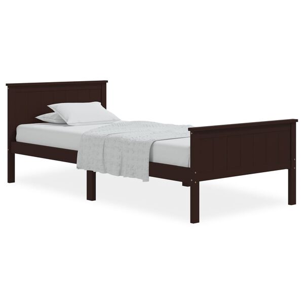 vidaXL Bed Frame without Mattress Dark Brown Solid Wood Pine 100x200 cm